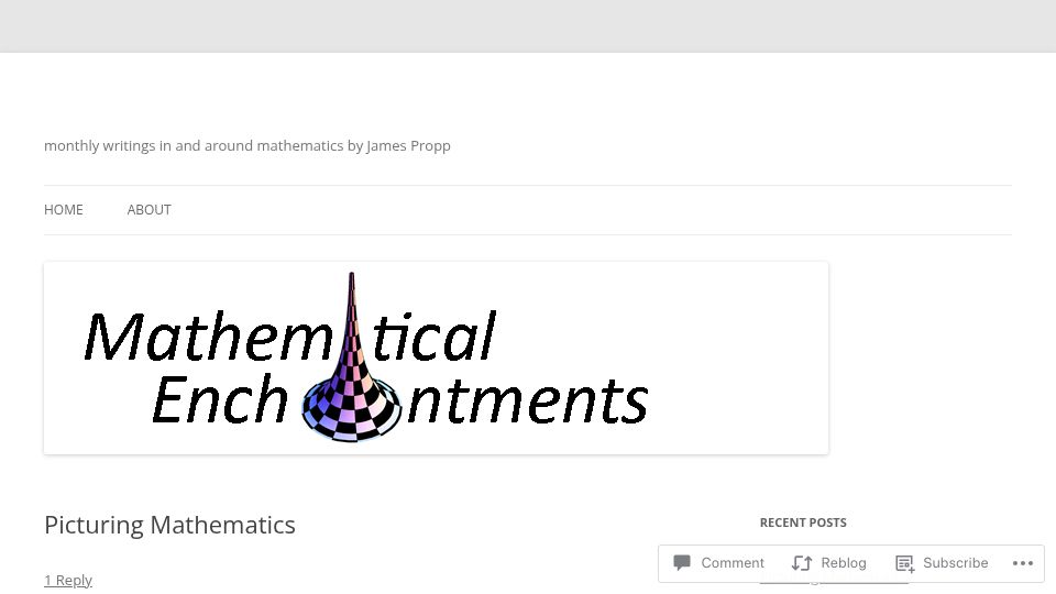Screenshot of mathenchant.wordpress.com: Picturing Mathematics