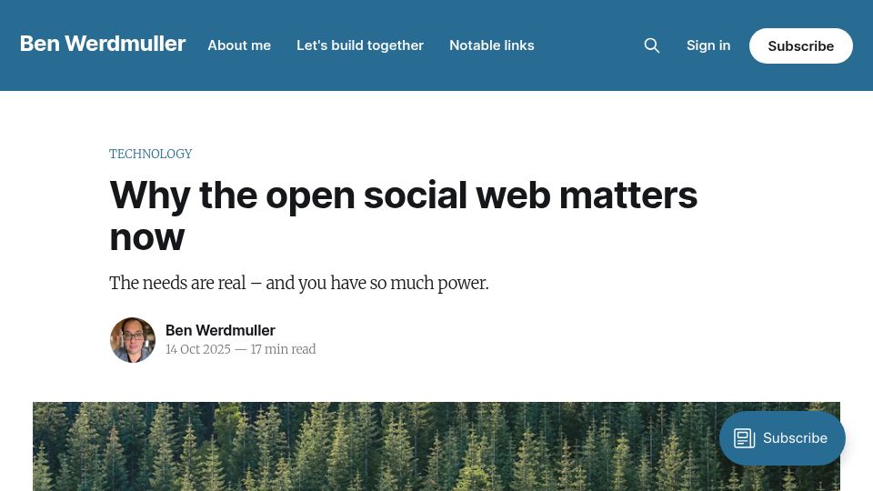 Screenshot of werd.io: Why the open social web matters now