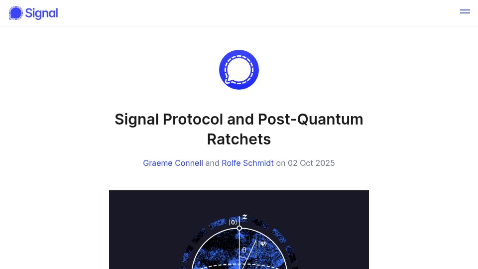 Screenshot of signal.org: Signal Protocol and Post-Quantum Ratchets