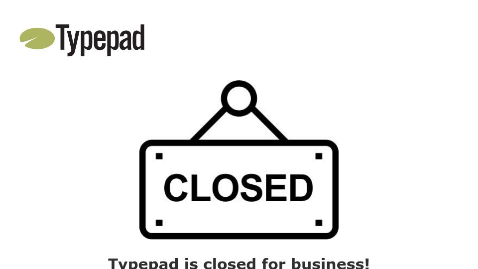 Screenshot of typepad.com: Typepad is closed for business