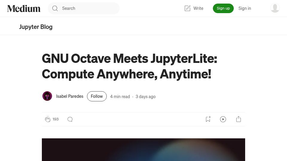 Screenshot of blog.jupyter.org: GNU Octave Meets JupyterLite: Compute Anywhere, Anytime