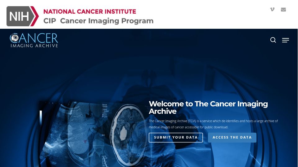 Screenshot of cancerimagingarchive.net: The Cancer Imaging Archive (TCIA)