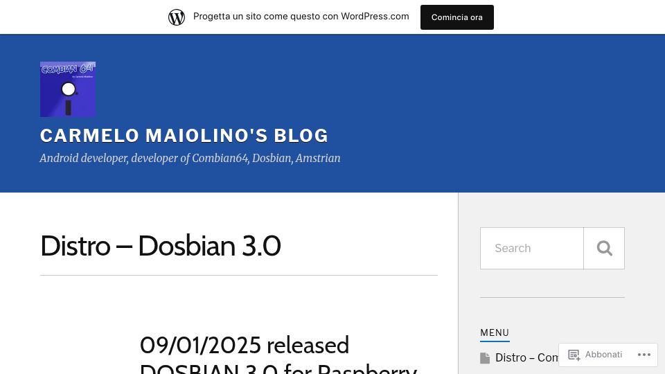 Screenshot of cmaiolino.wordpress.com: Dosbian: Boot to DOSBox on Raspberry Pi