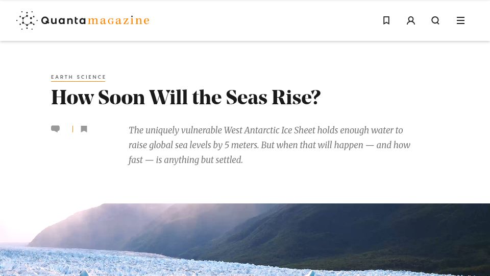 Screenshot of quantamagazine.org: How Soon Will the Seas Rise?