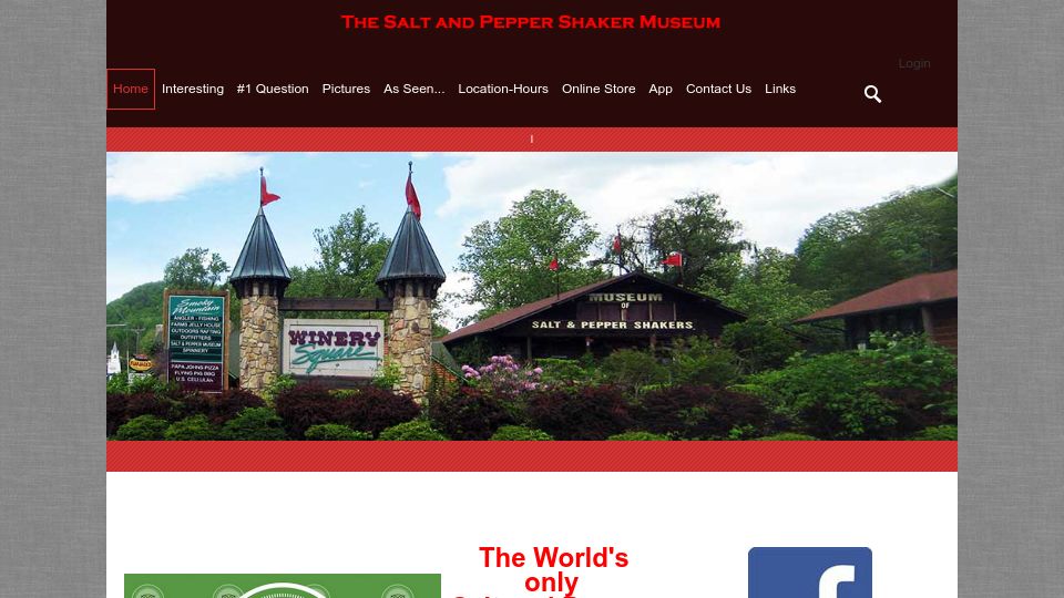 Screenshot of thesaltandpeppershakermuseum.com: The Salt and Pepper Shaker Museum