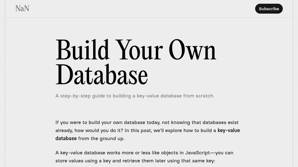 Screenshot of nan.fyi: Build your own database