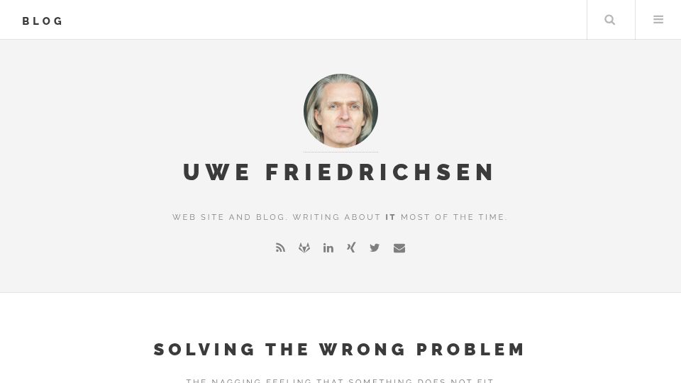 Screenshot of ufried.com: Solving the Wrong Problem