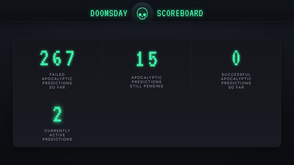 Screenshot of doomsday.march1studios.com: Doomsday scoreboard
