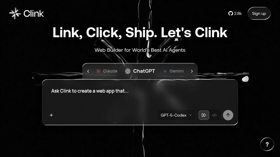 Screenshot of clink.new: Show HN: Clink – Bring your own CLI Agents, Ship instantly