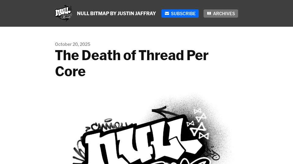 Screenshot of buttondown.com: The death of thread per core
