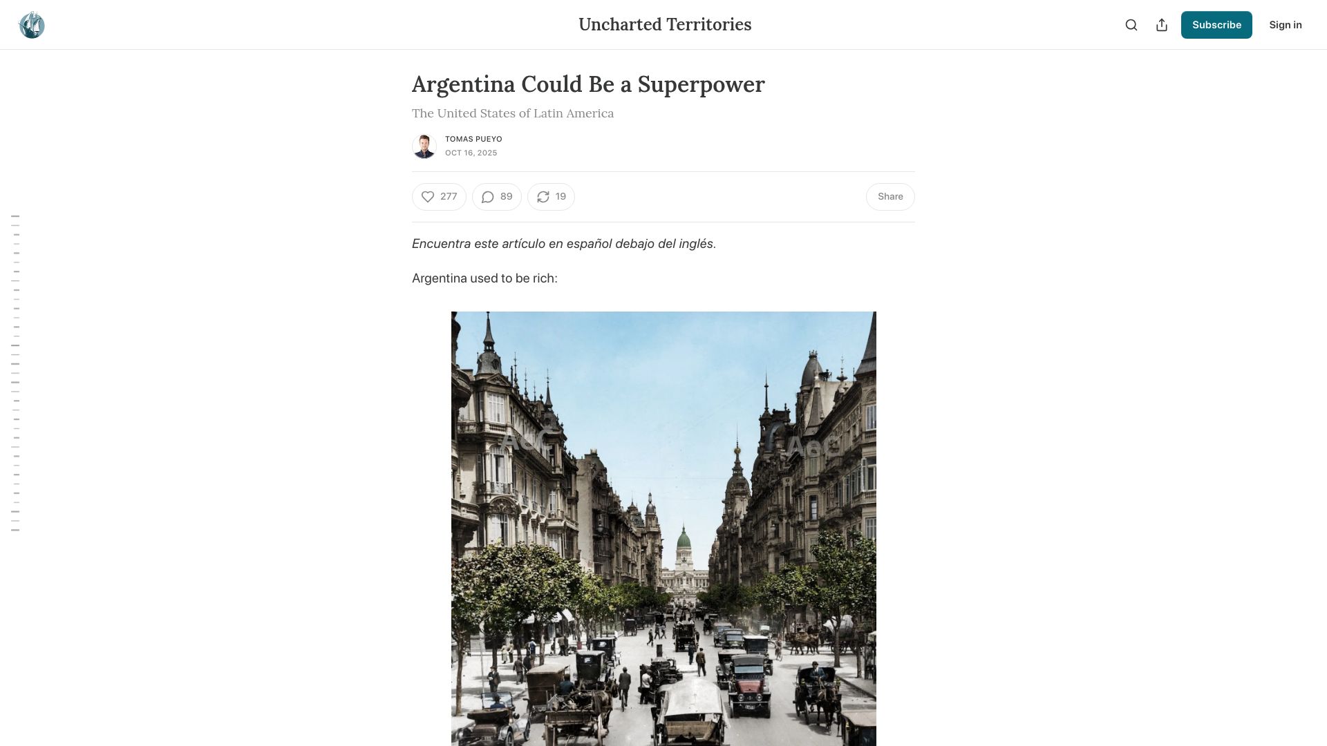 Screenshot of unchartedterritories.tomaspueyo.com: Argentina Could Be a Superpower