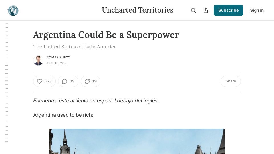 Screenshot of unchartedterritories.tomaspueyo.com: Argentina Could Be a Superpower