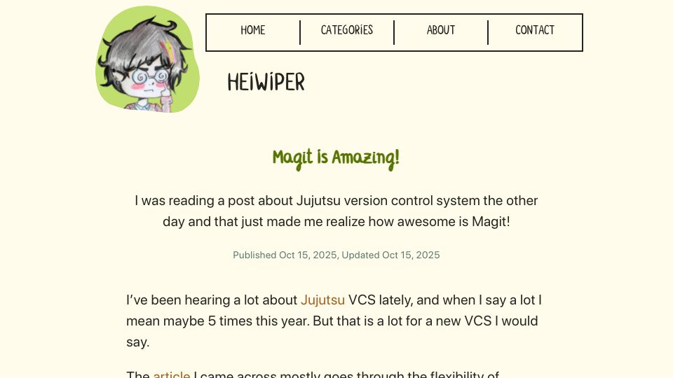 Screenshot of heiwiper.com: Magit Is Amazing