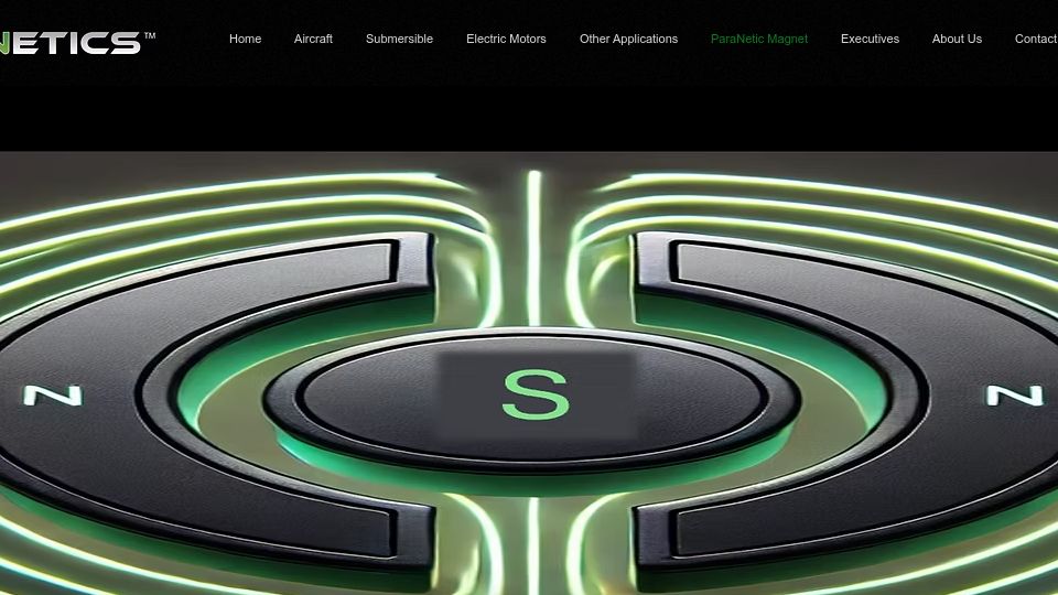 Screenshot of paranetics.com: A magnetic field orientation that changes the fundamental design of motors