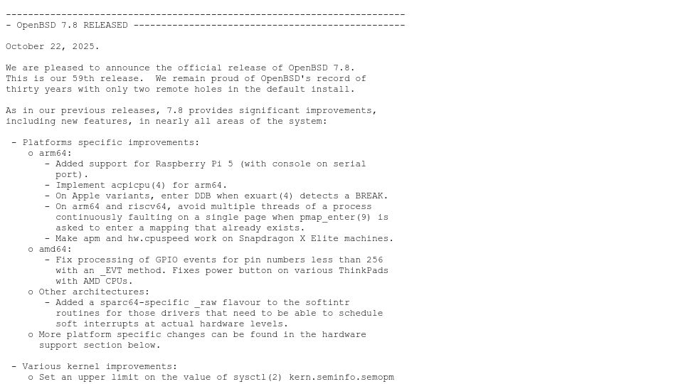 Screenshot of cdn.openbsd.org: OpenBSD 7.8