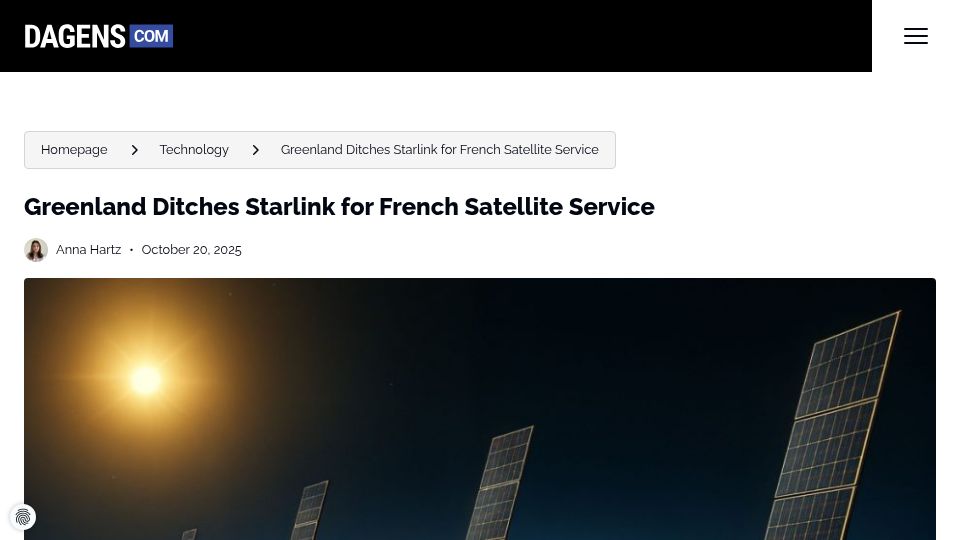 Screenshot of dagens.com: Greenland’s national telco, Tusass, signs new agreement with Eutelsat