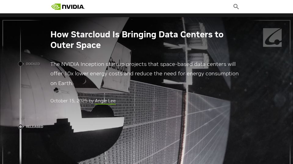 Screenshot of blogs.nvidia.com: Starcloud