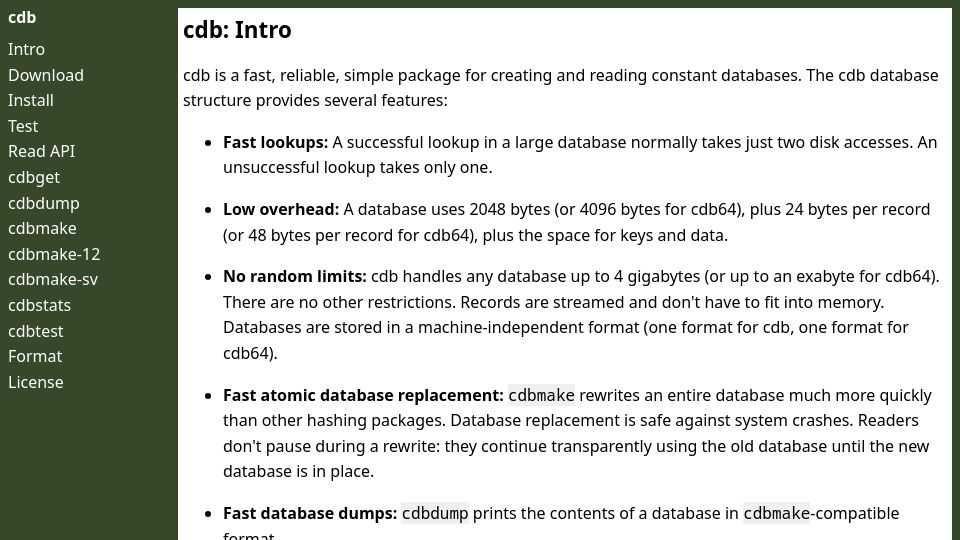 Screenshot of cdb.cr.yp.to: Cdb: Add support for cdb64