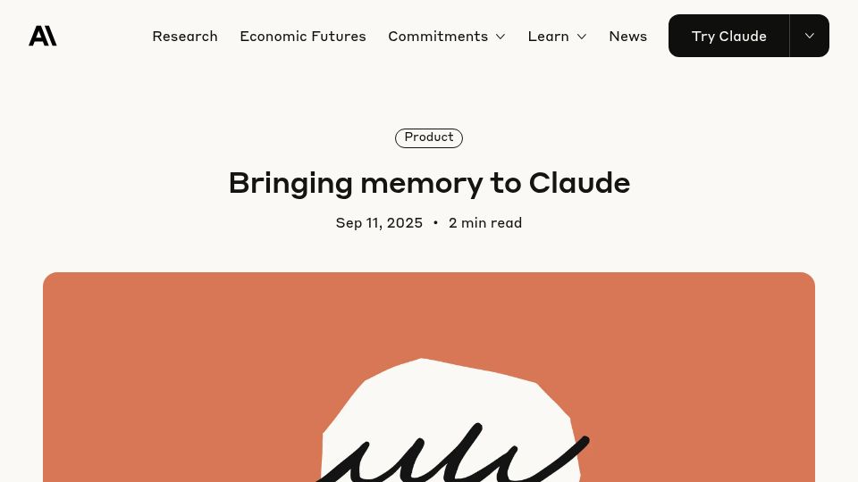 Screenshot of anthropic.com: Claude Memory