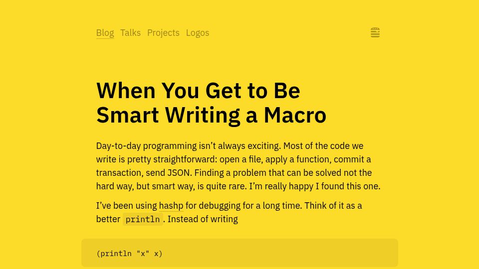 Screenshot of tonsky.me: When You Get to Be Smart Writing a Macro
