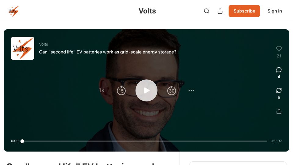 Screenshot of volts.wtf: Can “second life” EV batteries work as grid-scale energy storage?