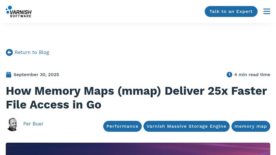 Screenshot of info.varnish-software.com: How memory maps (mmap) deliver faster file access in Go