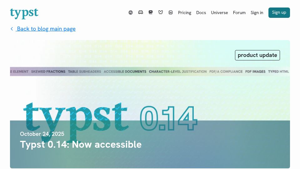 Screenshot of typst.app: Typst 0.14