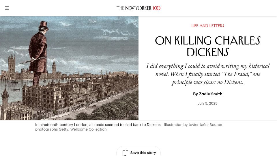 Screenshot of newyorker.com: Killing Charles Dickens (2023)