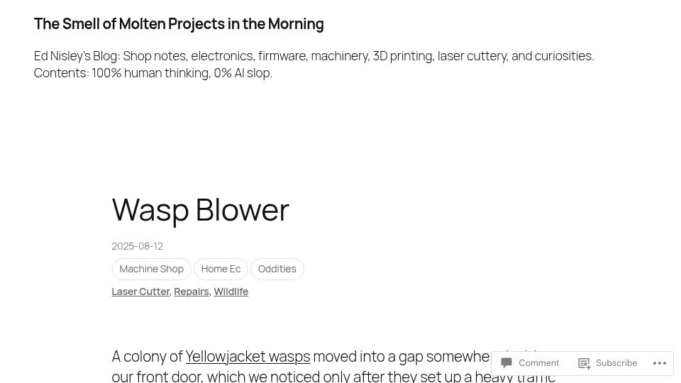 Screenshot of softsolder.com: Wasp Blower