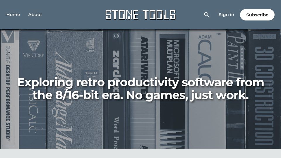 Screenshot of stonetools.ghost.io: VisiCalc on the Apple II