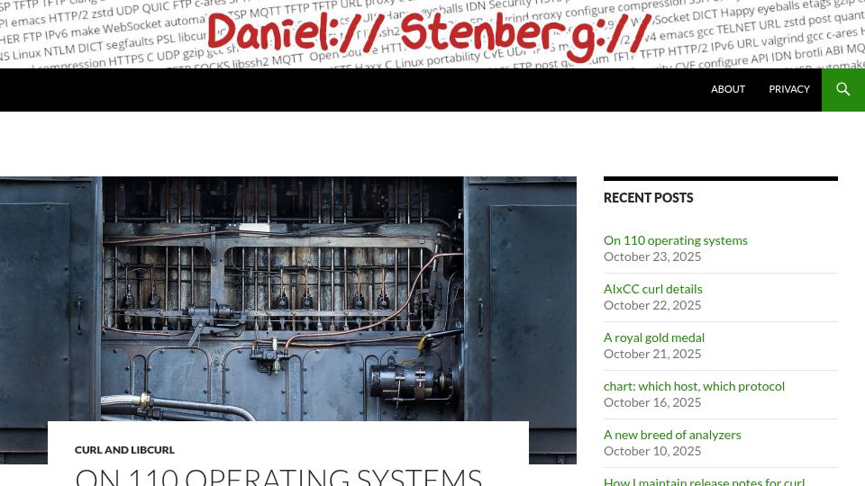 Screenshot of daniel.haxx.se: Curl on 110 Operating Systems