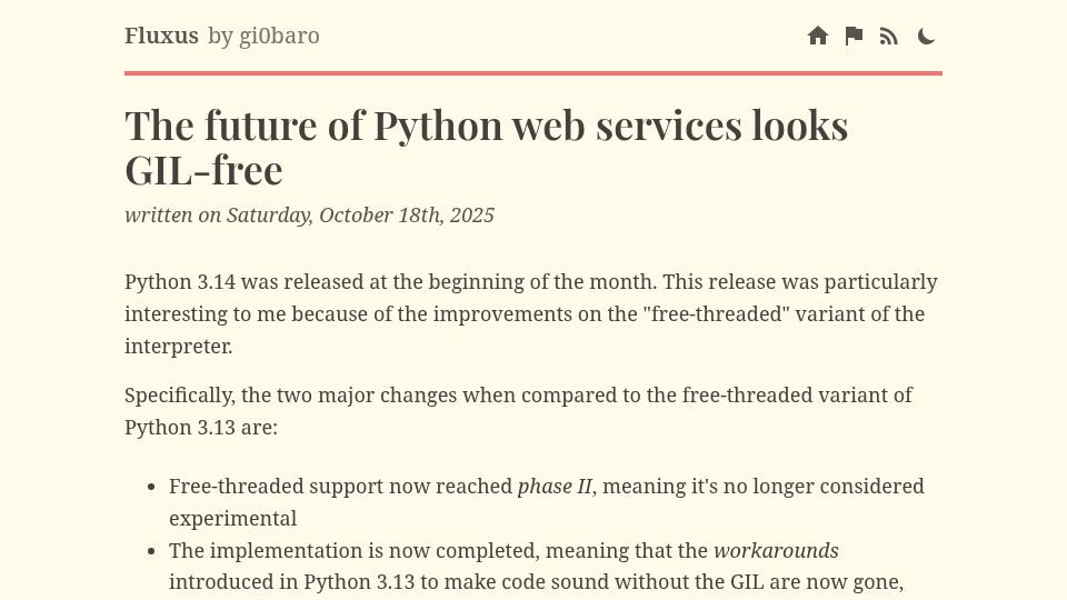 Screenshot of blog.baro.dev: The future of Python web services looks GIL-free