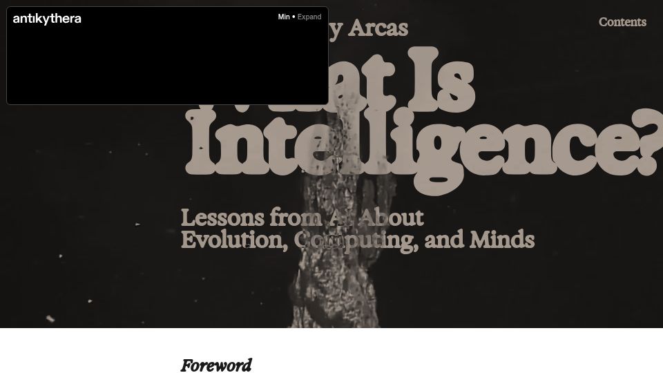 Screenshot of whatisintelligence.antikythera.org: What is intelligence? (2024)