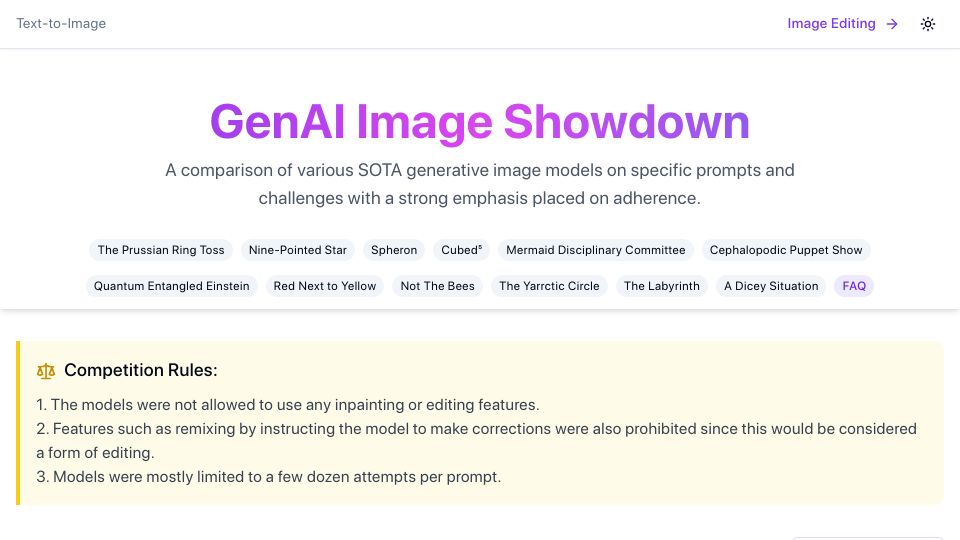 Screenshot of genai-showdown.specr.net: GenAI Image Editing Showdown
