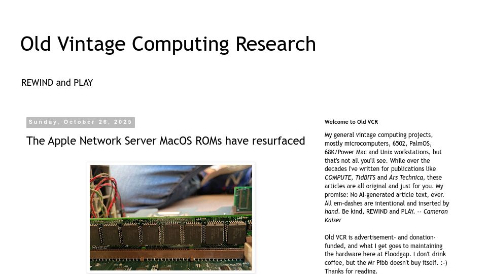 Screenshot of oldvcr.blogspot.com: The Apple Network Server Mac OS ROMs have resurfaced
