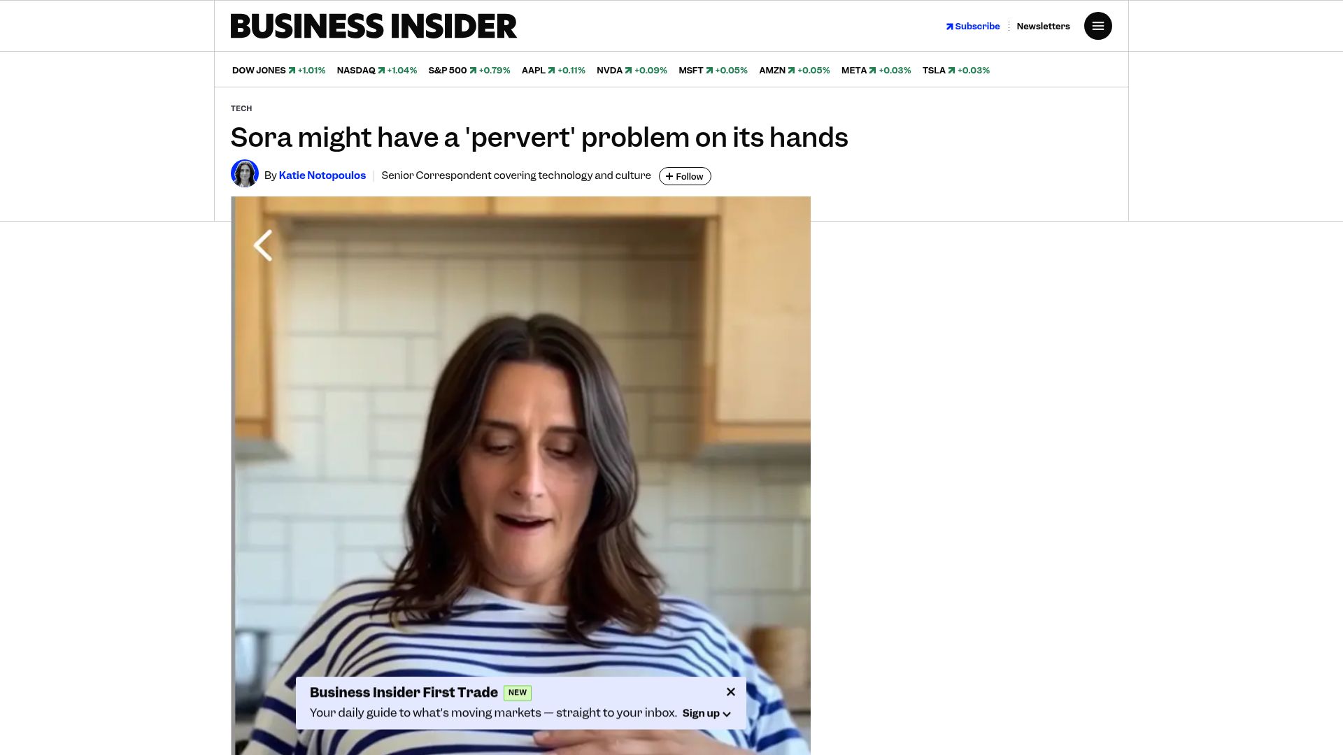 Screenshot of businessinsider.com: Sora might have a 'pervert' problem on its hands