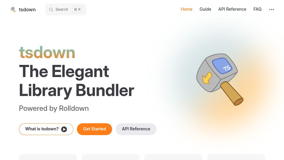 Screenshot of tsdown.dev: Tsdown – The Elegant Bundler for Libraries