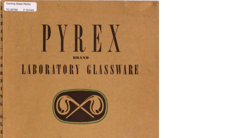 Screenshot of exhibitdb.cmog.org: Pyrex catalog from from 1938 with hand-drawn lab glassware [pdf]