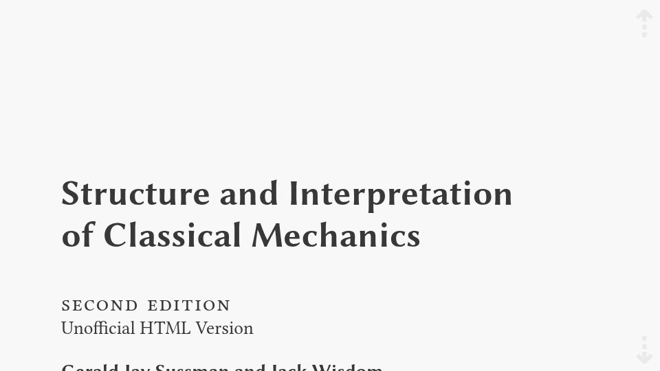 Screenshot of tgvaughan.github.io: Structure and Interpretation of Classical Mechanics (2014)