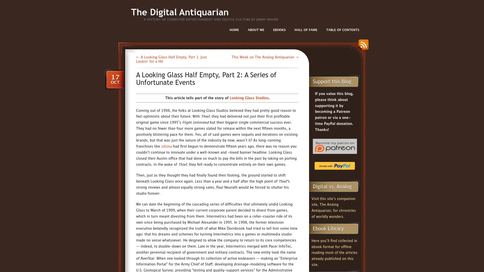 Screenshot of filfre.net: A Looking Glass Half Empty, Part 2: A Series of Unfortunate Events