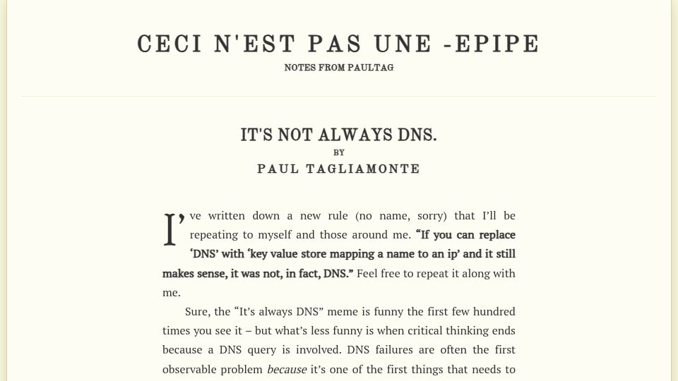 Screenshot of notes.pault.ag: It's not always DNS