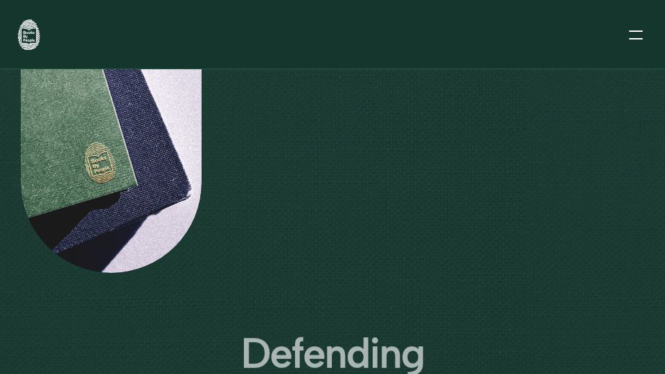 Screenshot of booksbypeople.org: Books by People – Defending Organic Literature in an AI World