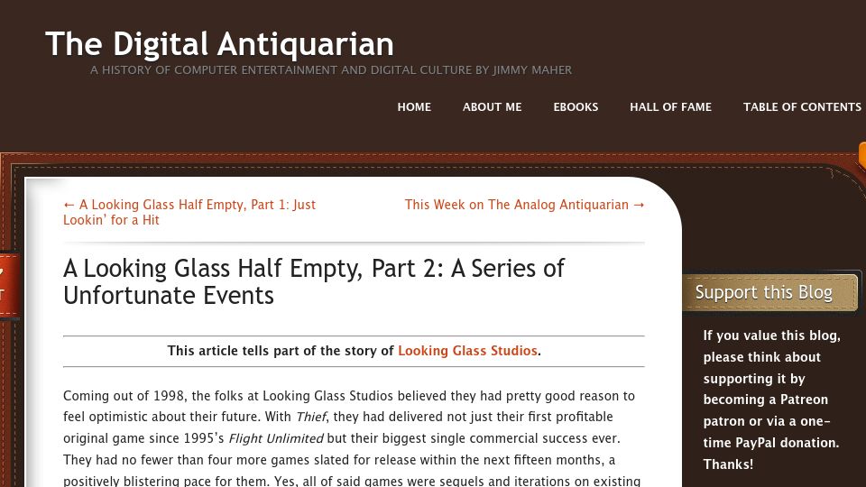 Screenshot of filfre.net: A Looking Glass Half Empty, Part 2: A Series of Unfortunate Events