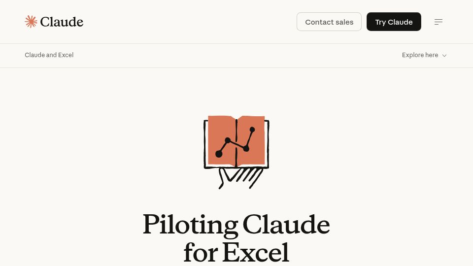 Screenshot of claude.com: Claude for Excel