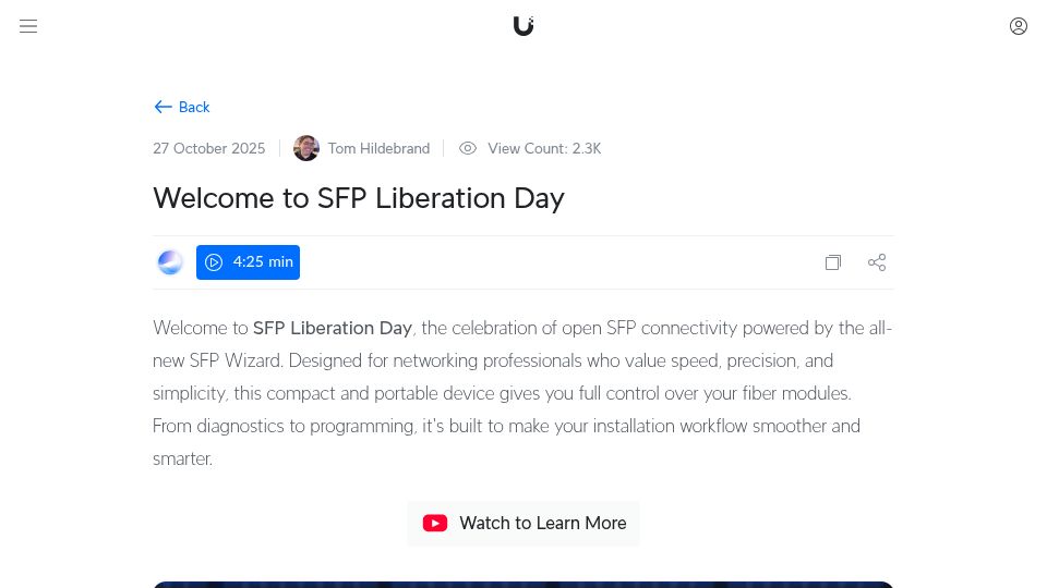 Screenshot of blog.ui.com: Ubiquiti SFP Wizard