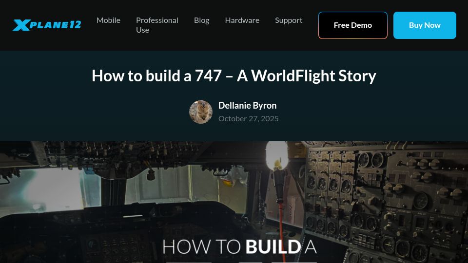Screenshot of x-plane.com: How to build a 747 – A WorldFlight Story