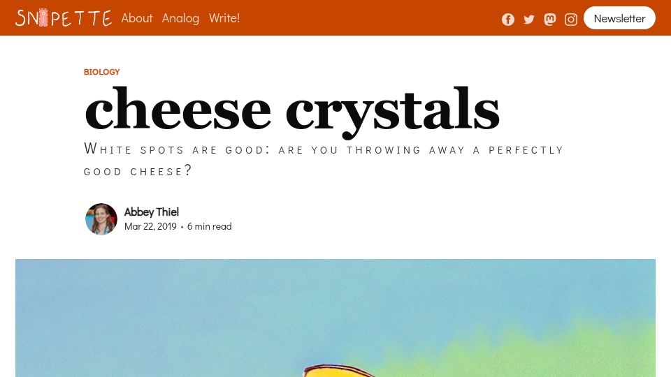 Screenshot of snipettemag.com: Cheese Crystals (2019)