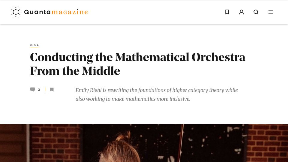 Screenshot of quantamagazine.org: Emily Riehl is rewriting the foundations of higher category theory (2020)