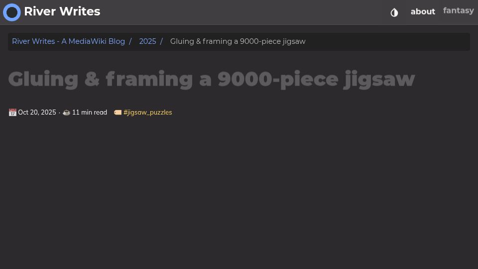 Screenshot of river.me: Gluing and framing a 9000-piece jigsaw