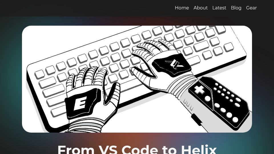 Screenshot of ergaster.org: From VS Code to Helix